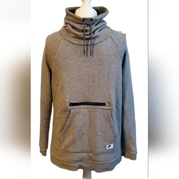 Nike Y2K High Neck Grey Jersey sweater sweatshirt Jumper zip pocket S male 36/38 - Picture 2 of 7